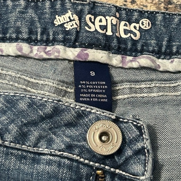 Short Series Jeans Distressed Bootcut Blue Denim Womens - Picture 4 of 7